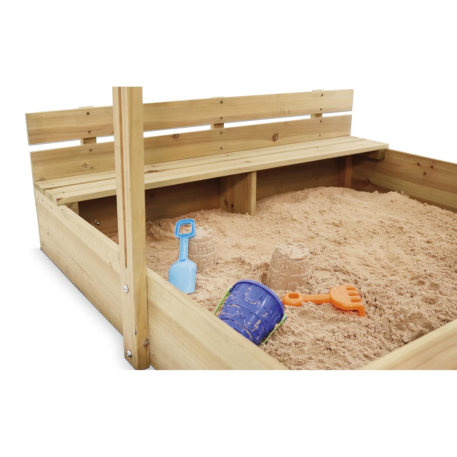 Plum Wooden Sandpit with Canopy - Natural Plum Wooden Sandpit with Canopy - Natural