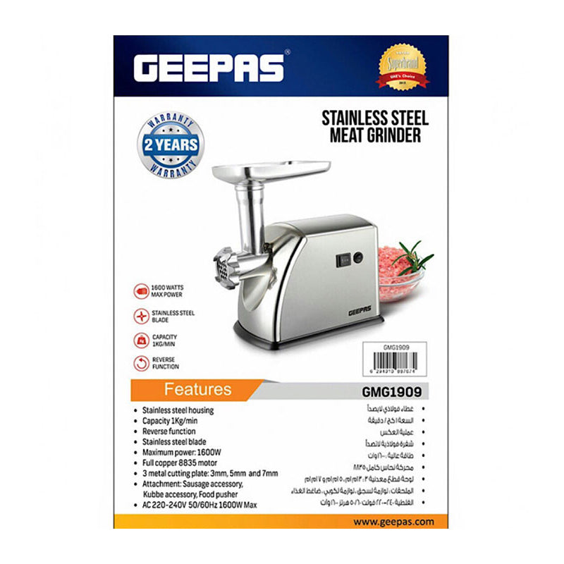 Geepas Stainless Steel Meat Grinder GMG1909
