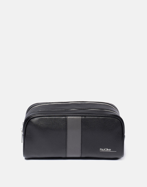 Paul Oliver Luxury Twin Pocket Wash Bag - Black