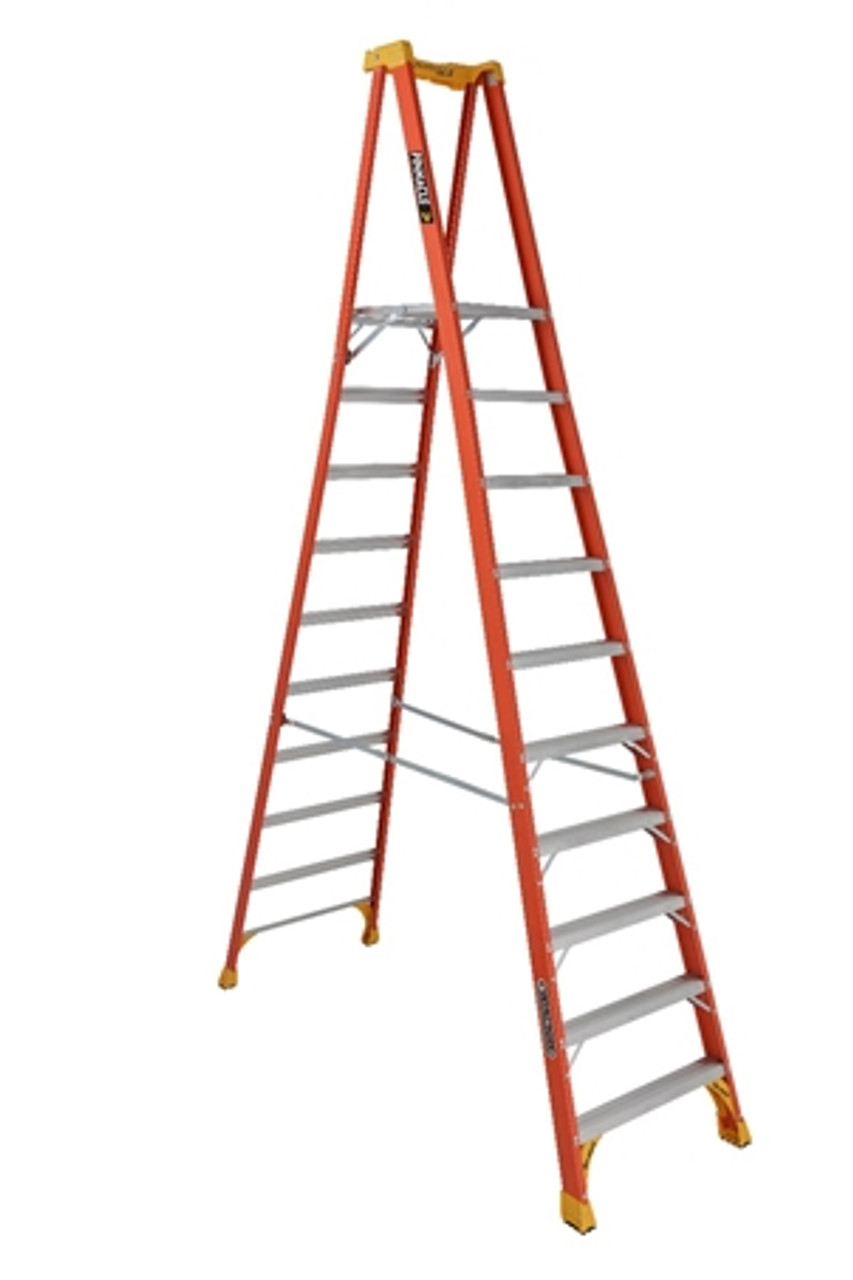 Louisville Ladder 6-Foot Fiberglass Platform Ladder with Extended Rail, 300  Lb Capacity, Type IA, FXP1706, 6-feet