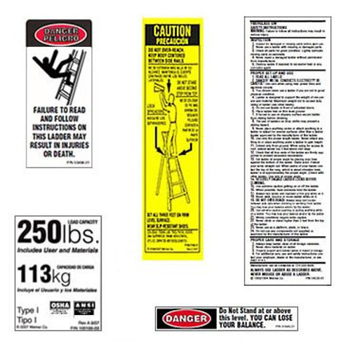 250 lb. Aluminum Stepladder / Platform ladder Safety Labels