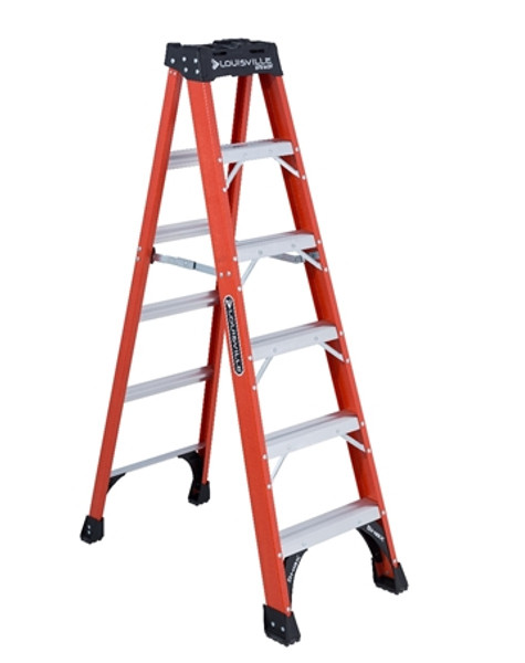 CLOSEOUT - Supplies are limited | Louisville FS1400 HD Series // Fiberglass Stepladder | Type IAA 375 lb. Duty Rating