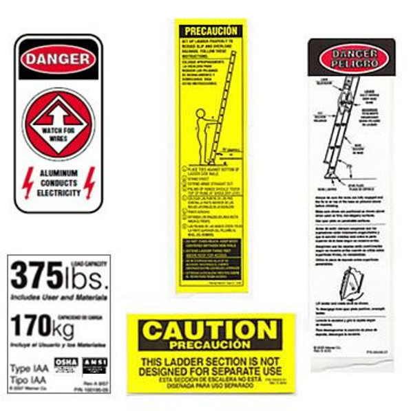 375 lb. Aluminum Extension Ladder Safety Labels