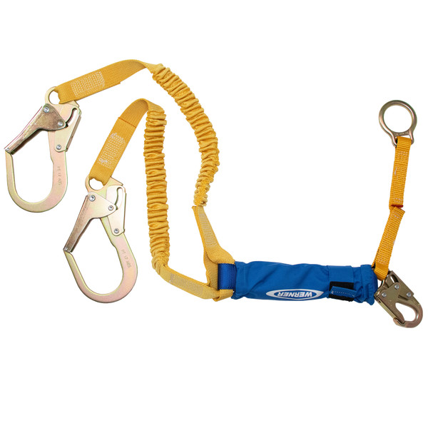 C446200 DeCoil Stretch Twinleg Lanyard w/D-Ring Extender (Snaphook/Rebar Hooks) - 6 Ft by Werner