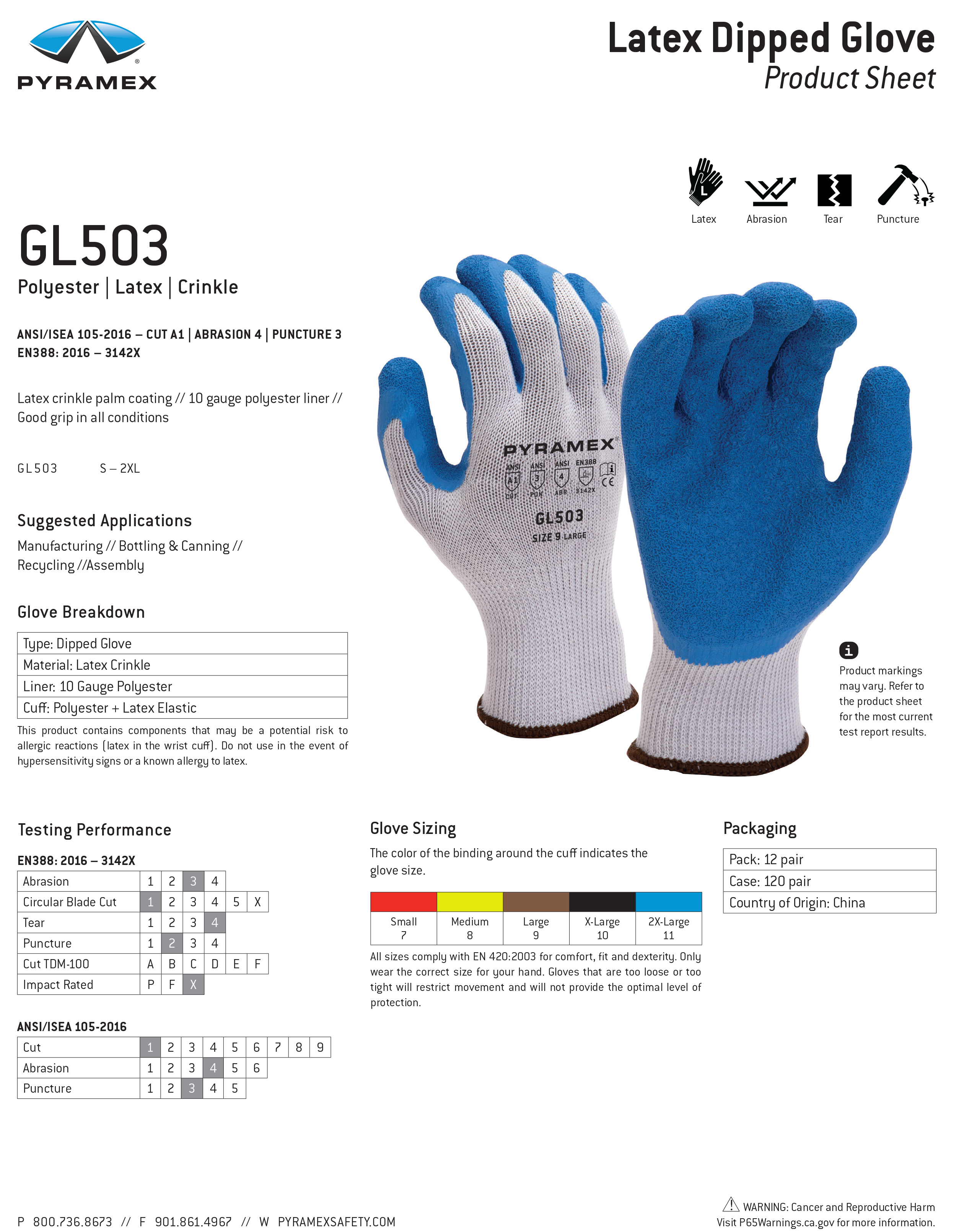 Pyramex GL615 Cut-Resistant A1 Nitrile Foam Dipped Gloves