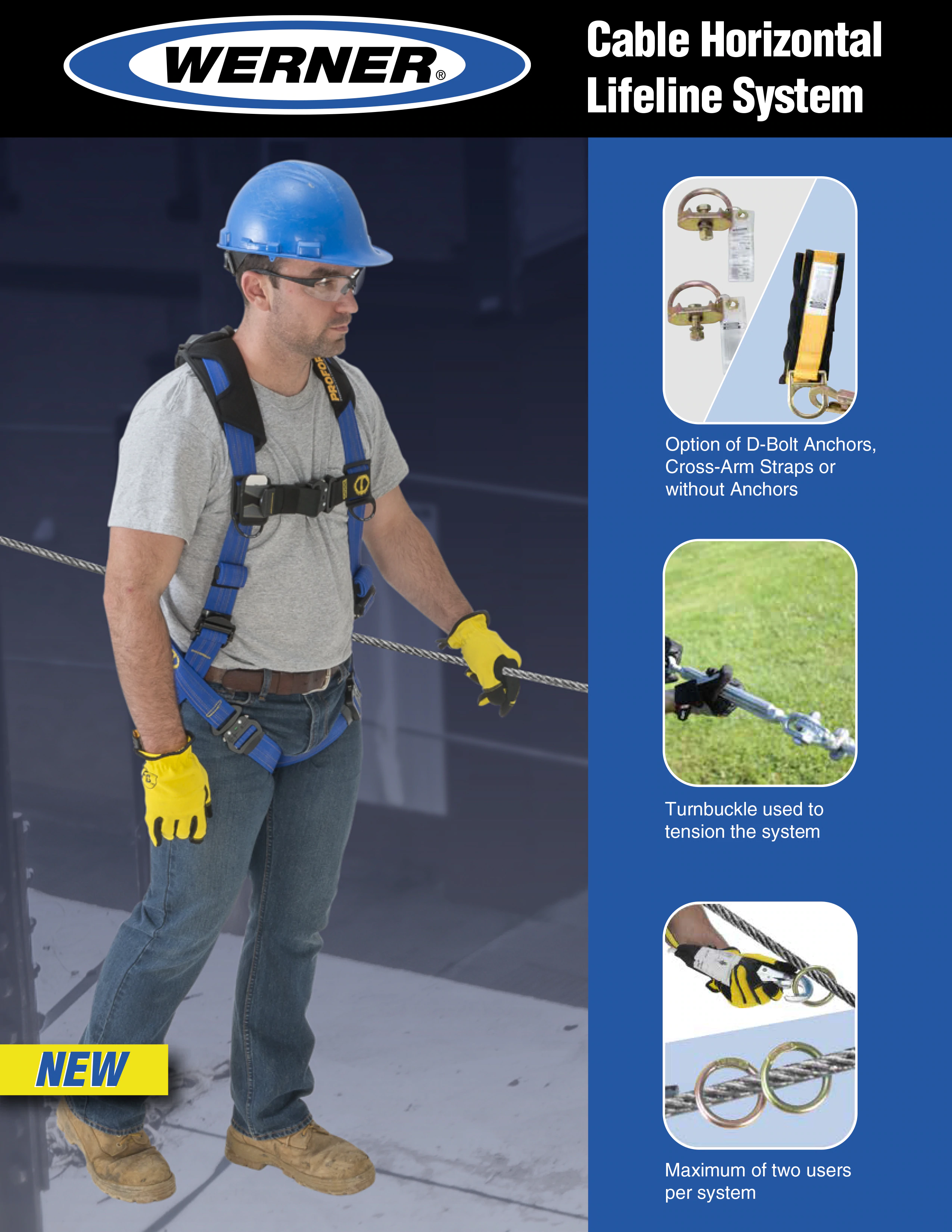Werner Fall Protection 2 Man Cable Horizontal Lifeline System With D werner-fall-protection-2-man-cable-horizontal-lifeline-system-with-d