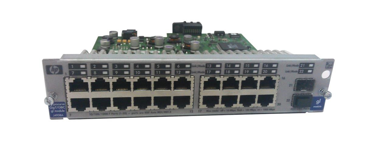 J4908A#ABA - HP ProCurve 4100GL 20-Ports 1000Base-T 2 x SFP (Mini-GBIC) GigaBit Ethernet Switch Expansion Module