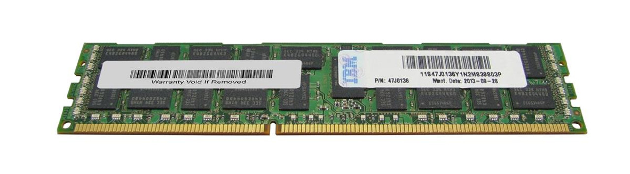 47J0136 - IBM 8GB (1X8GB) 1333MHz PC3-10600 240-Pin CL9 ECC Dual Rank X4 Registered DDR3 SDRAM LP RDIMM IBM Memory for SYSTE
