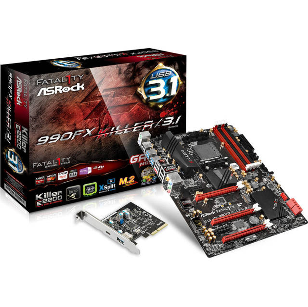 ASRock FATAL1TY 990FX KILLER/3.1 AM3+/ AMD 990FX/ DDR3/ Quad CrossFireX & Quad SLI/ SATA3&USB3.1/ M.2/ A&GbE/ ATX Motherboard