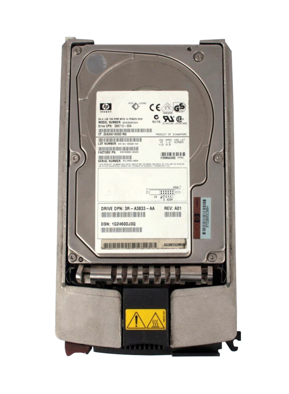 286712-004 - HP 36.4GB 10000RPM Ultra-320 SCSI Hot-Pluggable LVD 80-Pin 3.5-inch Hard Drive
