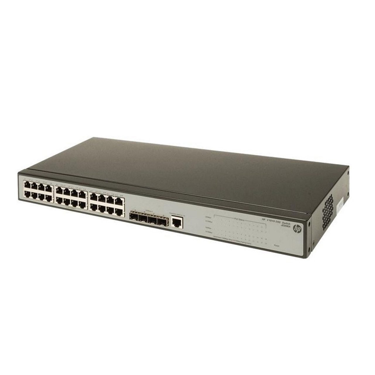 Part No:JE006A#ABA - HP ProCurve V1910-24G 24-Ports 10Base-T 100Base-TX 1000Base-T + 4 x SFP (mini-GBIC) (Empty) Managed Gigabit Ethernet Switch