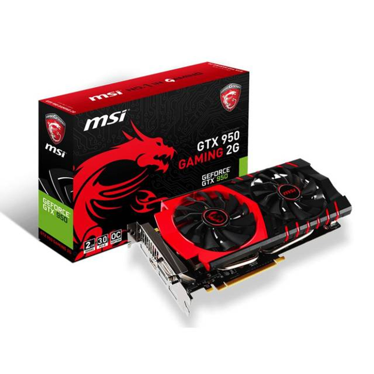 MSI NVIDIA GeForce GTX 950 GAMING 2G GDDR5 DVI/HDMI/3DisplayPort PCI-Express Video Card