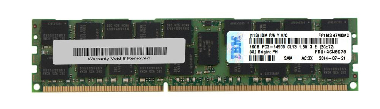 46W0670 - IBM 16GB (1X16GB) 1866MHz PC3-14900 ECC Registered DDR3 SDRAM IBM Memory for SYST