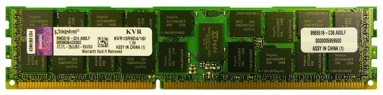 KVR13R9D4/16I - Kingston 16GB (1x16GB) 1333Mhz PC3-10600 Cl9 ECC Registered DDR3 SDRAM 240-Pin Dimm Memory
