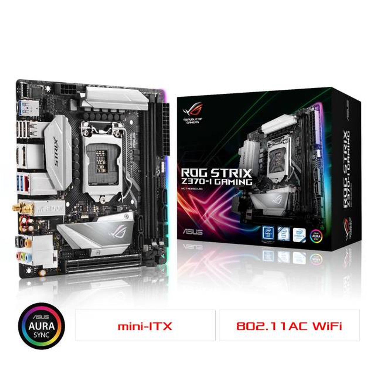 Asus ROG STRIX Z370-I GAMING LGA1151/ Intel Z370/ DDR4/ SATA3&USB3.1/ M.2/ WiFi/ A&GbE/ Mini-ITX Motherboard