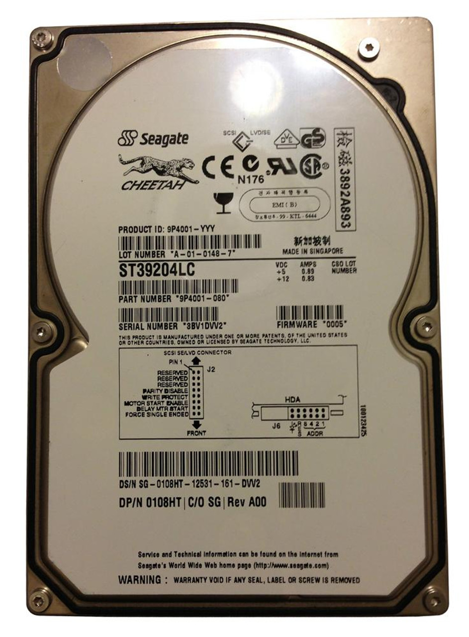 ST39204LC-1 - Seagate Cheetah 18XL 9.1GB 10000RPM Ultra-160 SCSI 80-Pin 4MB Cache 3.5-inch Internal Hard Drive