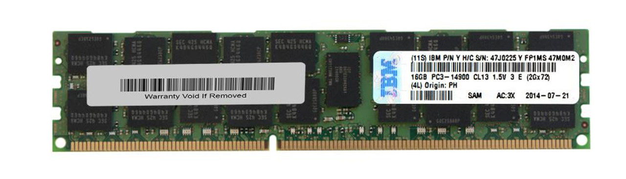 47J0225 - IBM 16GB (1X16GB) PC3-14900 DDR3-1866MHz SDRAM - Dual Rank ECC Registered MEM
