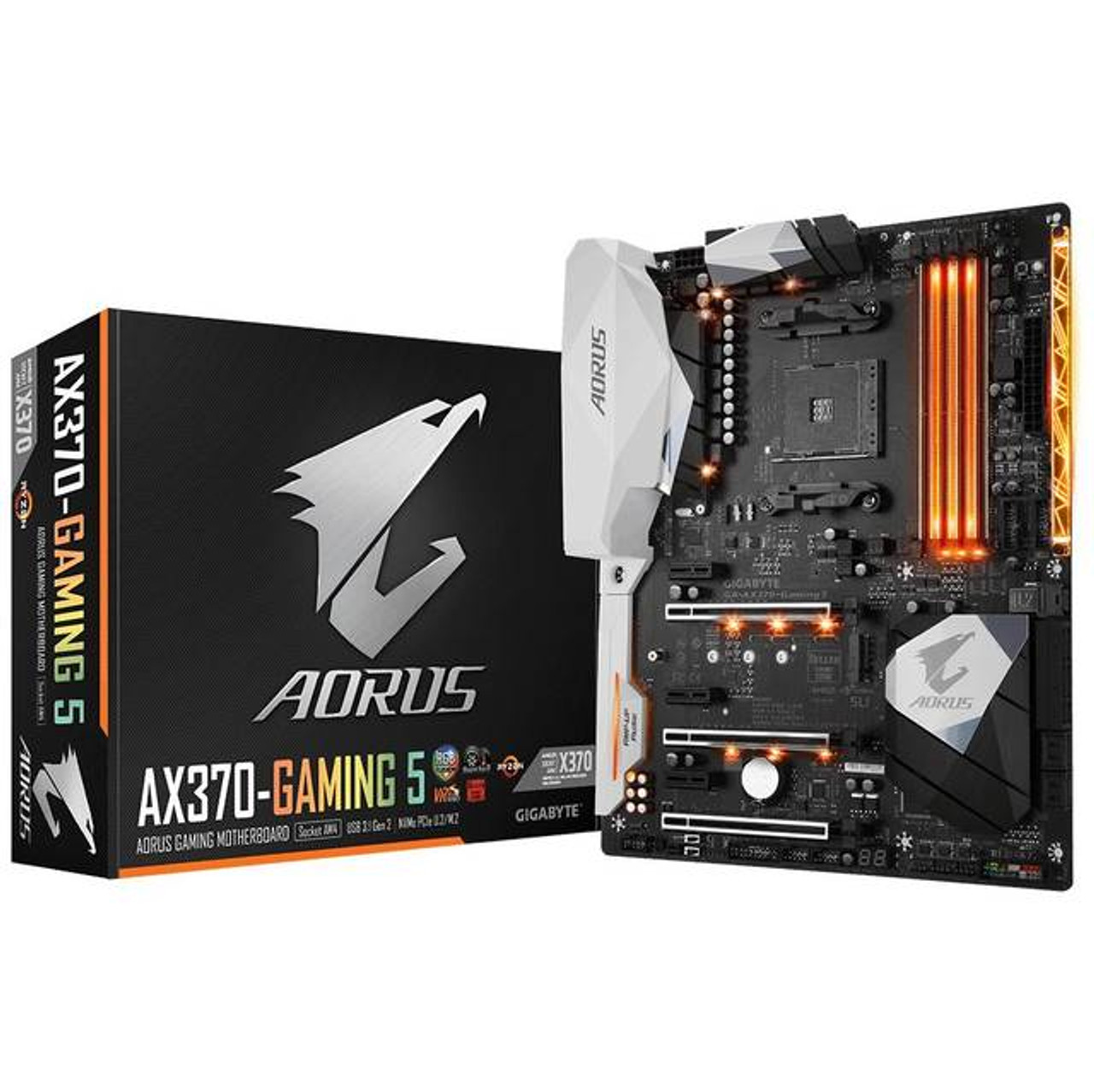 GIGABYTE GA-AX370-GAMING 5 Socket AM4/ AMD X370/ DDR4/ Quad CrossFireX & Quad SLI/ SATA3&USB3.1/ M.2&U.2&SATA Express/ A&2GbE/ ATX Motherboard