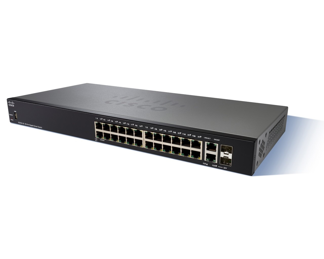 Cisco SG250-26-K9-NA Managed L2 Gigabit Ethernet (10/100/1000) 1U Black network switch