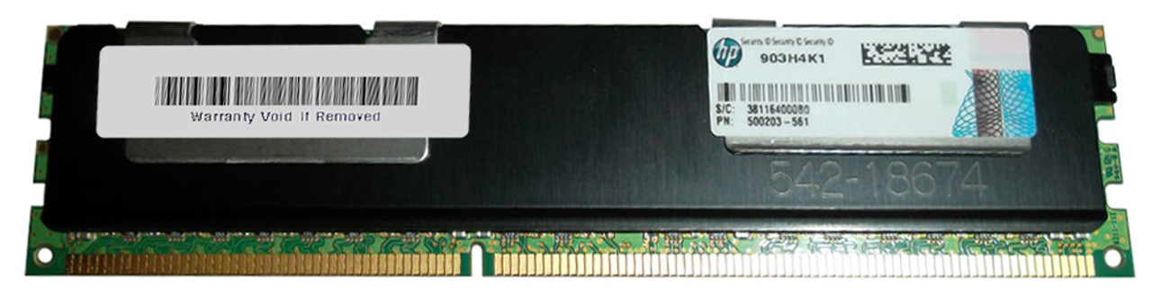 500203-561 - HP 4GB (1x4GB) 1333Mhz PC3-10600 Cl9 Dual Rank ECC Registered DDR3 SDRAM Dimm Memory Kit for Proliant Server G6/g7 Series