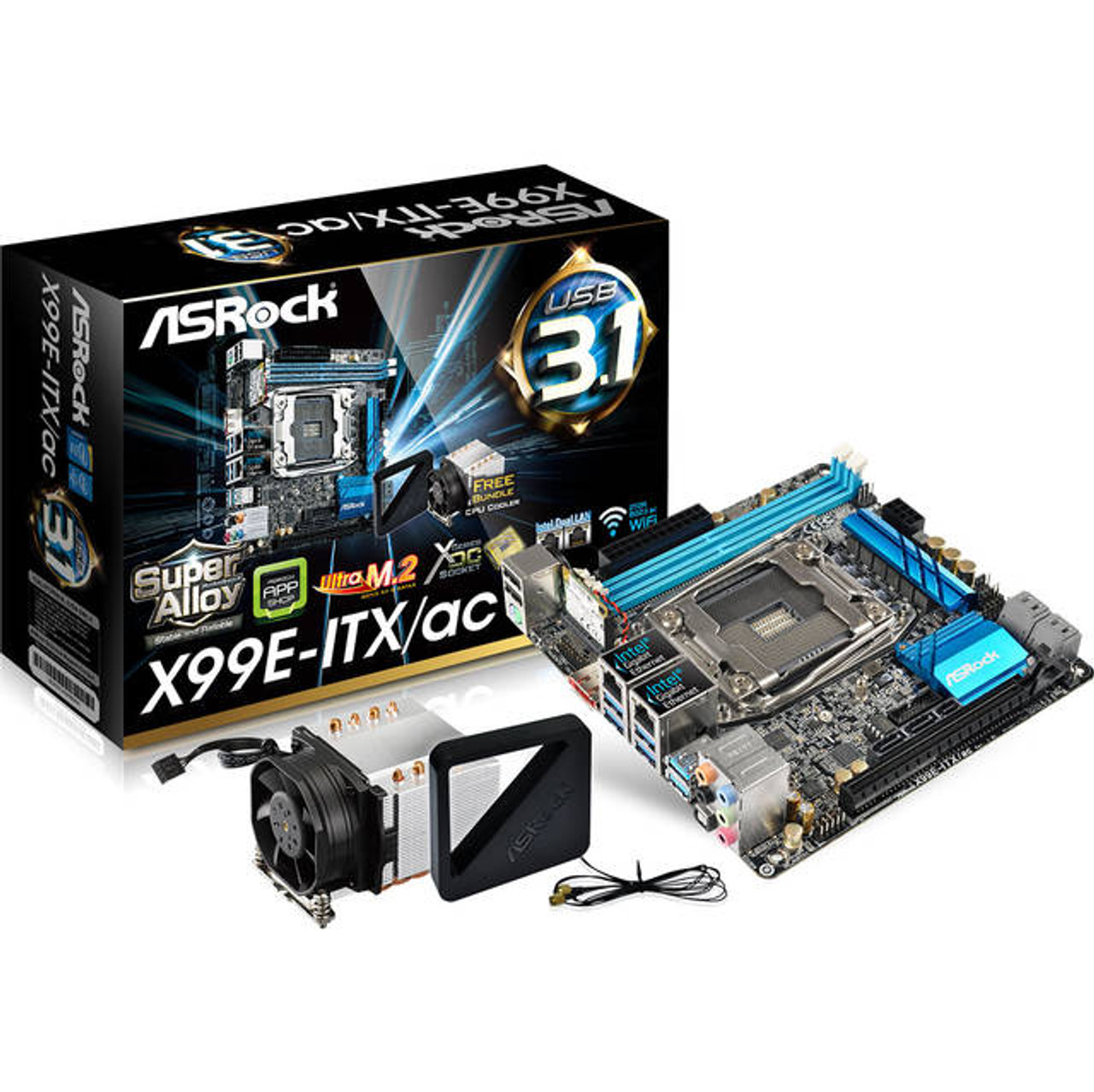 ASRock X99E-ITX/AC LGA2011-v3/ Intel X99/ DDR4/ SATA3&USB3.1/ M.2&SATA Express/ A&GbE/ Mini-ITX Motherboard