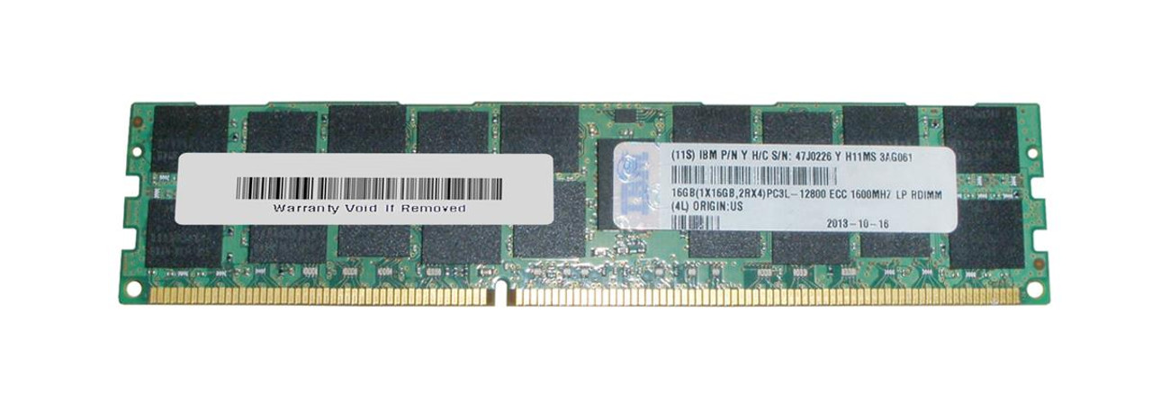 47J0226 - IBM 16GB (1X16GB) 1600MHz PC3-12800 ECC Registered LOW VOLTAGE DDR3 SDRAM 240-Pin DIMM IBM Memory Module for SYST