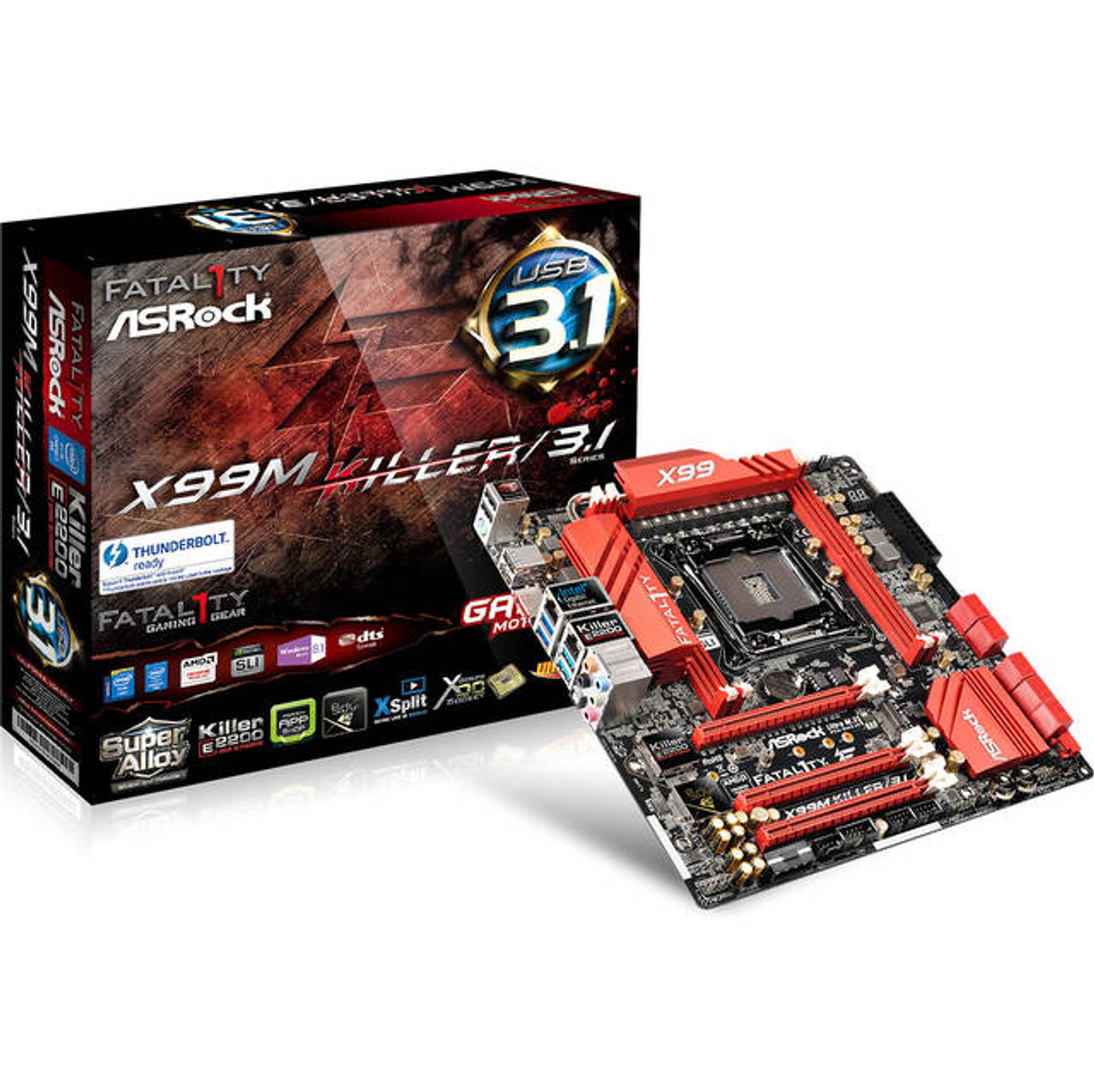 ASRock FATAL1TY X99M KILLER/3.1 LGA2011-v3/ Intel X99/ DDR4/ Quad CrossFireX & Quad SLI/ SATA3&USB3.1/ M.2&SATA Express/ A&2GbE/ MicroATX Motherboard