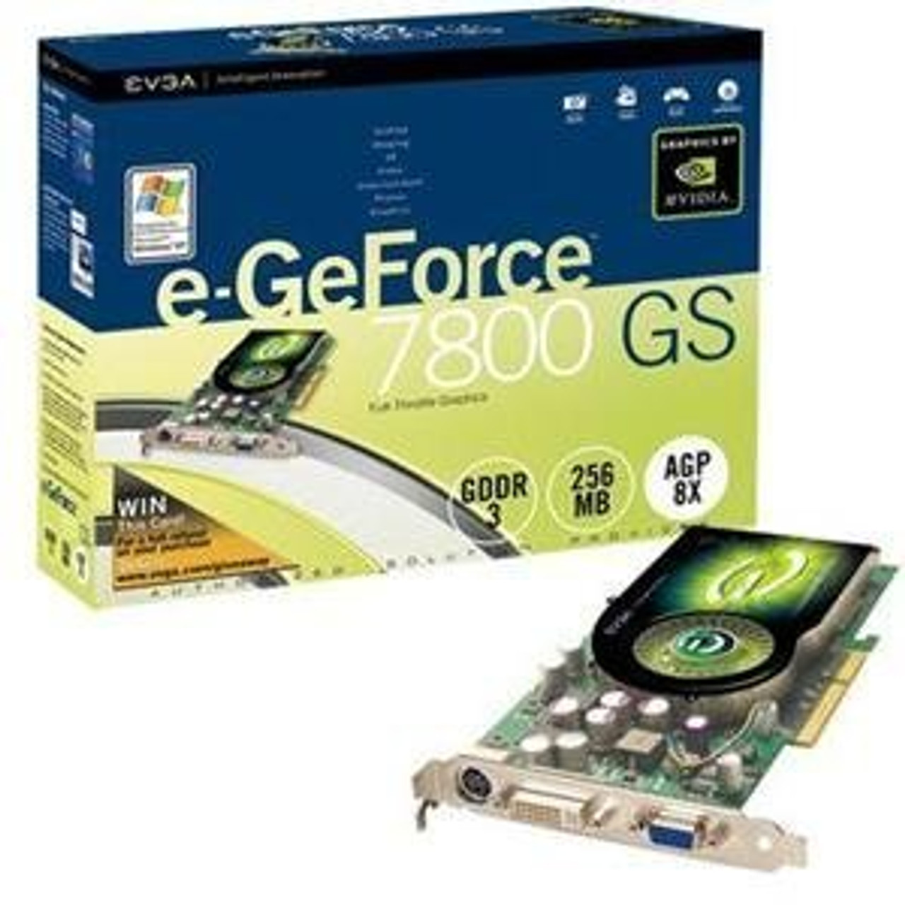 256A8N506AX - EVGA E-GeForce 7800GS 256MB GDDR3 256-Bit DVI/ AGP 8x Video Graphics Card
