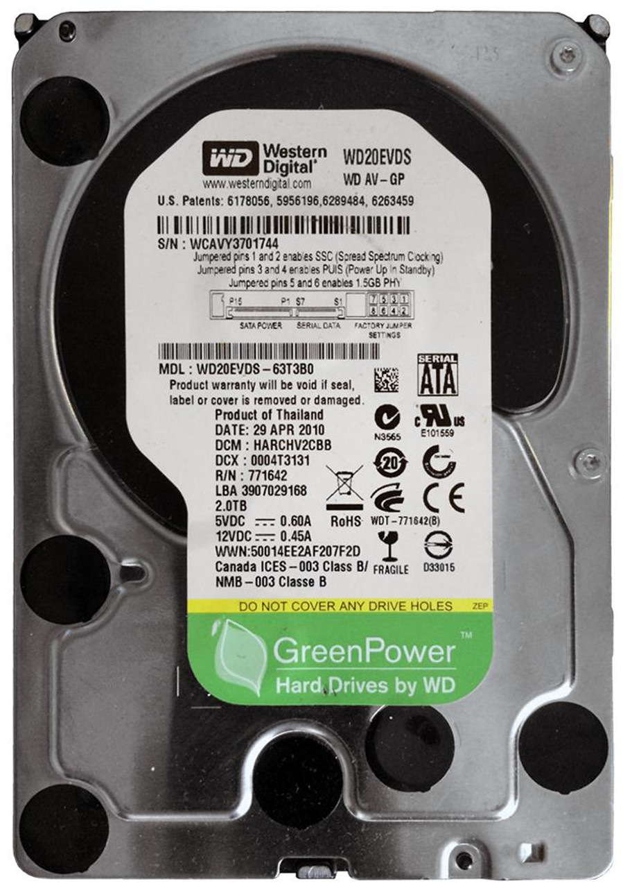 WD20EVDS-63T3B0 | Western Digital AV-GP 2TB 5400RPM SATA 3Gbps