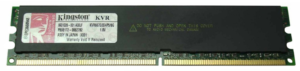 KVR667D2D4P5/8G - Kingston 8GB (1x8GB) 667Mhz PC2-5300 240-Pin DDR2 Fully Buffered ECC Dual Rank Registered SDRAM Dimm Memory Module