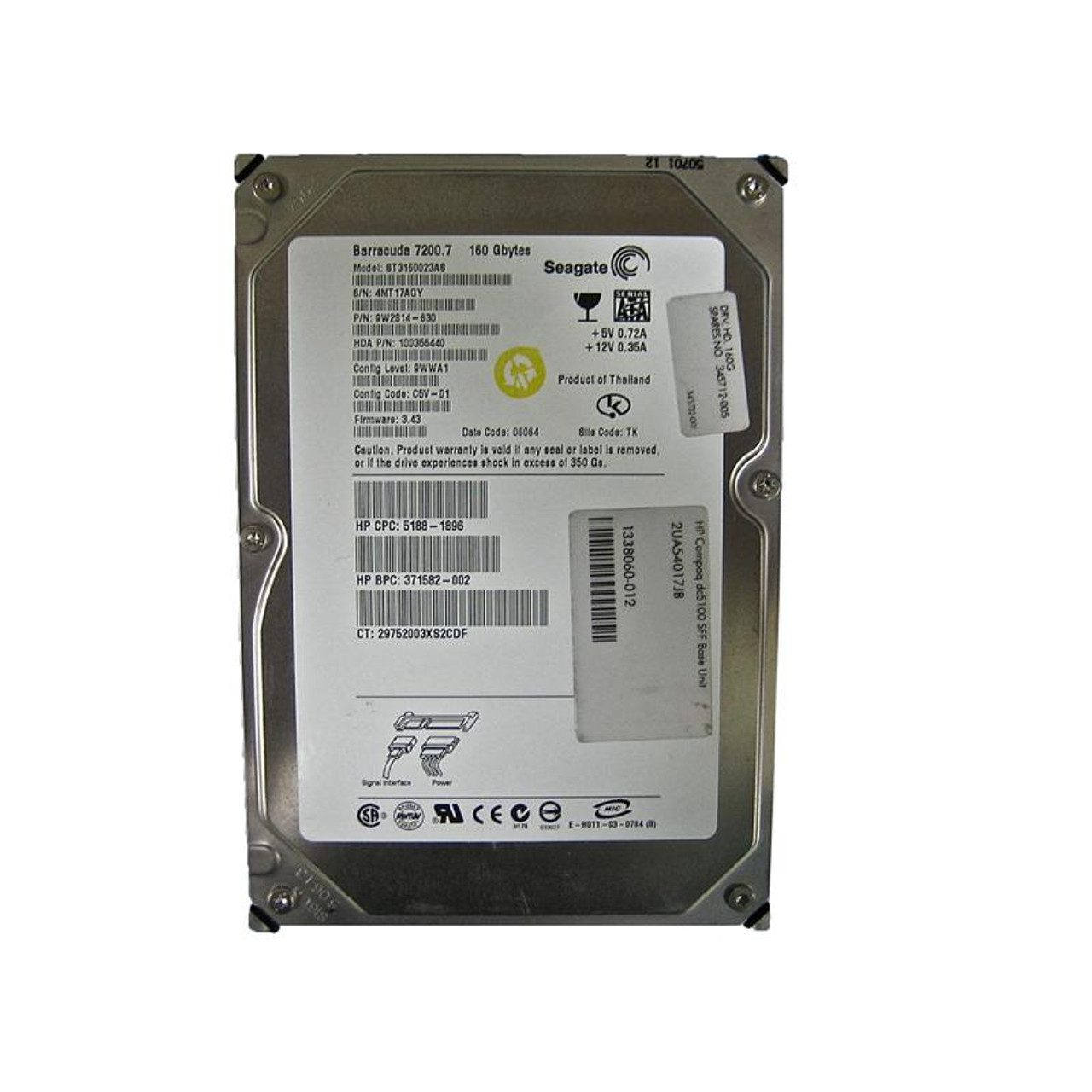 336486-B21 - HP 160GB 7200RPM SATA 3GB/s NCQ 3.5-inch Hard Drive