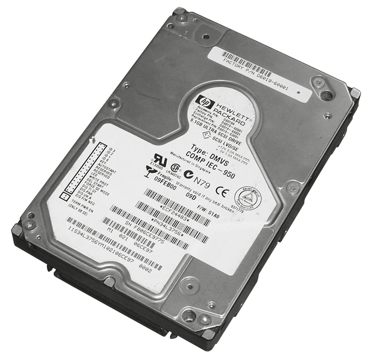 D6019AV - HP 9.1GB 10000RPM Ultra Wide SCSI Hot-Pluggable 80-Pin 3.5-inch Hard Drive