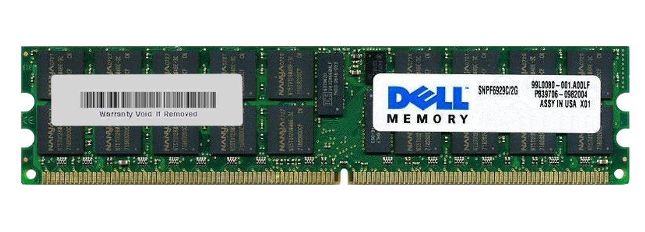 SNPF6929C/2G - Dell 2GB 400MHz PC2-3200 240-Pin DIMM 240-Pin ECC Registered DDR2 SDRAM Dell Memory for PowerEdge Server