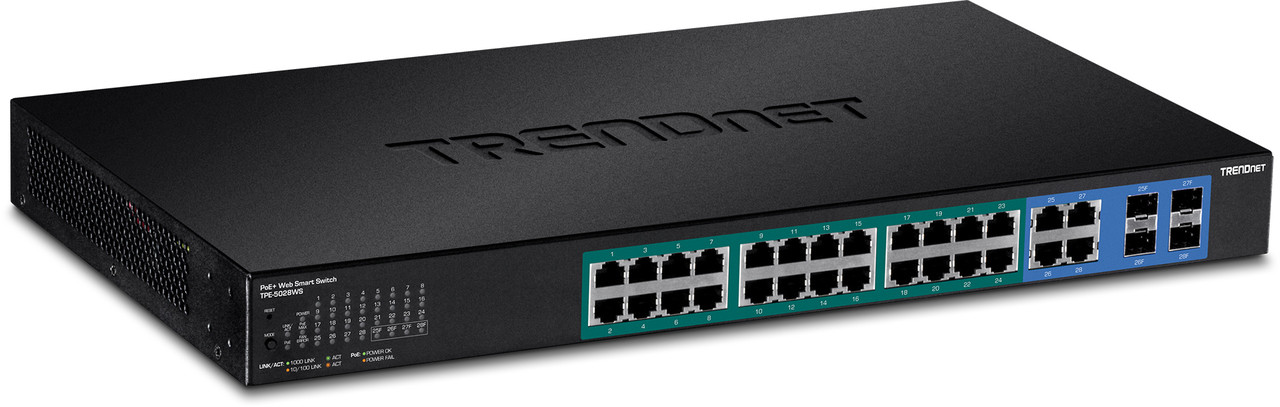 Trendnet TPE-5028WS Managed Gigabit Ethernet (10/100/1000) Power over Ethernet (PoE) 1U Black network