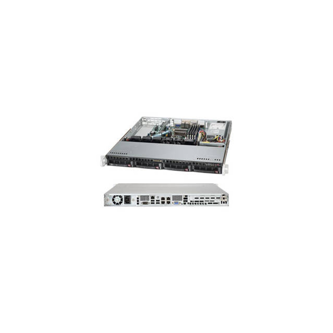 Supermicro SuperServer SYS-5018A-MHN4 Intel Atom C2758 200W 1U Rackmount Server Barebone System (Black)