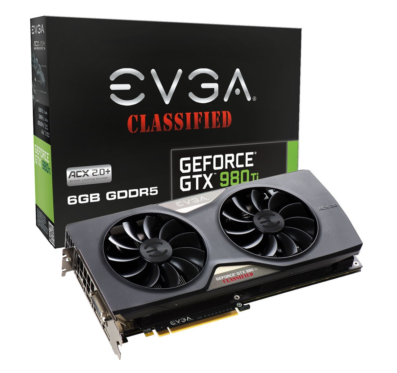 06G-P4-4998-KR - EVGA GeForce GTX 980 Ti 6GB CLASSIFIED GAMING ACX 2.0+,  Whisper Silent Cooling w/ Free Installed Backplate Graphics Card