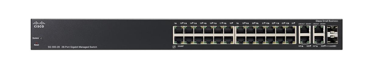 SRW2024-K9-NA-OB - Cisco SG300-28 28-Ports Manageable 26 x RJ-45 2 x  Expansion Slots 10/100/1000Base-T Ethernet Switch (Refurbished)