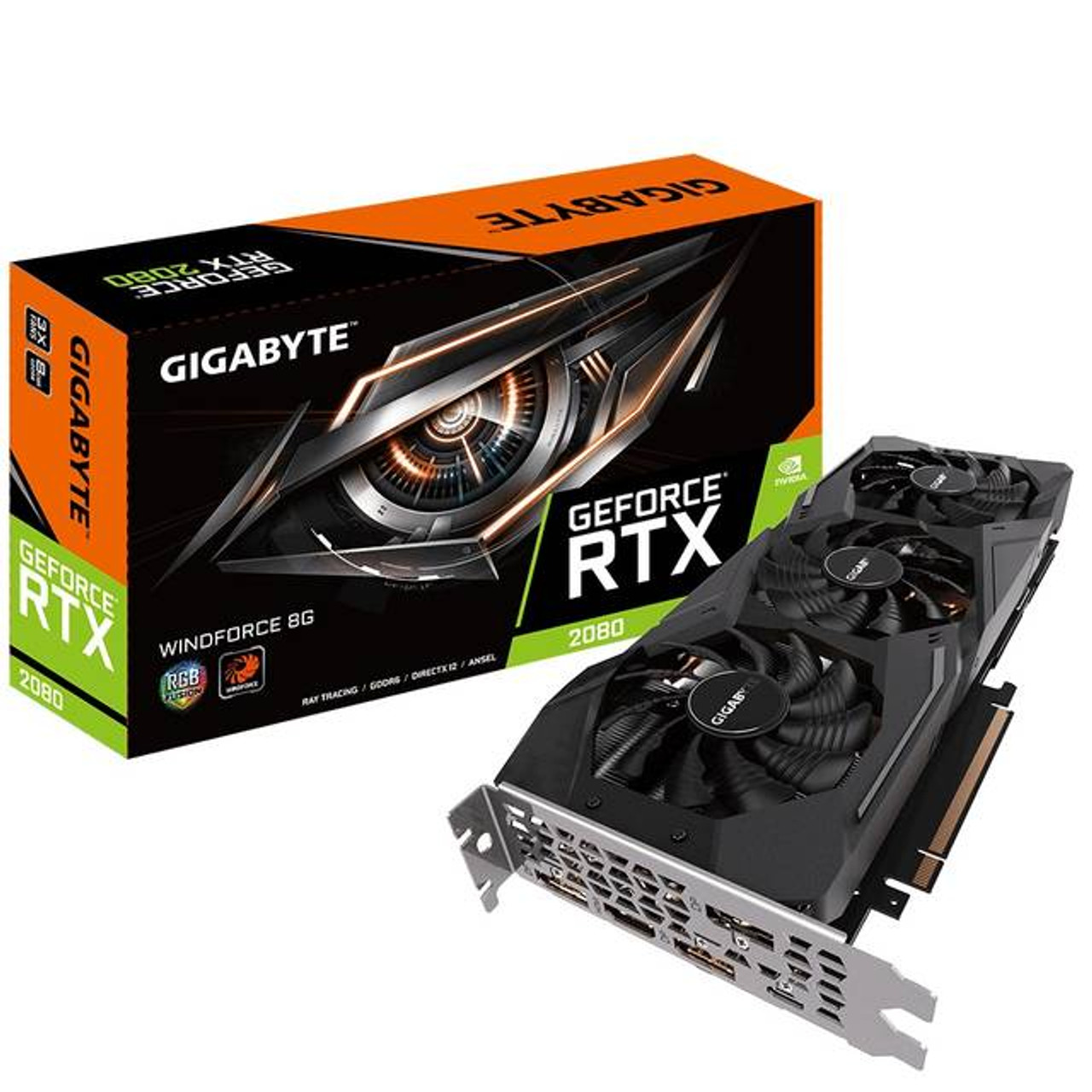 GIGABYTE NVIDIA GeForce RTX 2080 WINDFORCE 8G GDDR6 HDMI/3DisplayPort/USB Type-C PCI-Express Video Ca