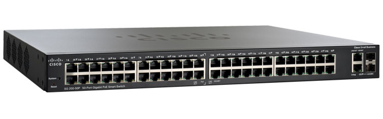 Cisco Small Business SG200-50FP L2 Gigabit Ethernet (10/100/1000) Power over Ethernet (PoE) Black