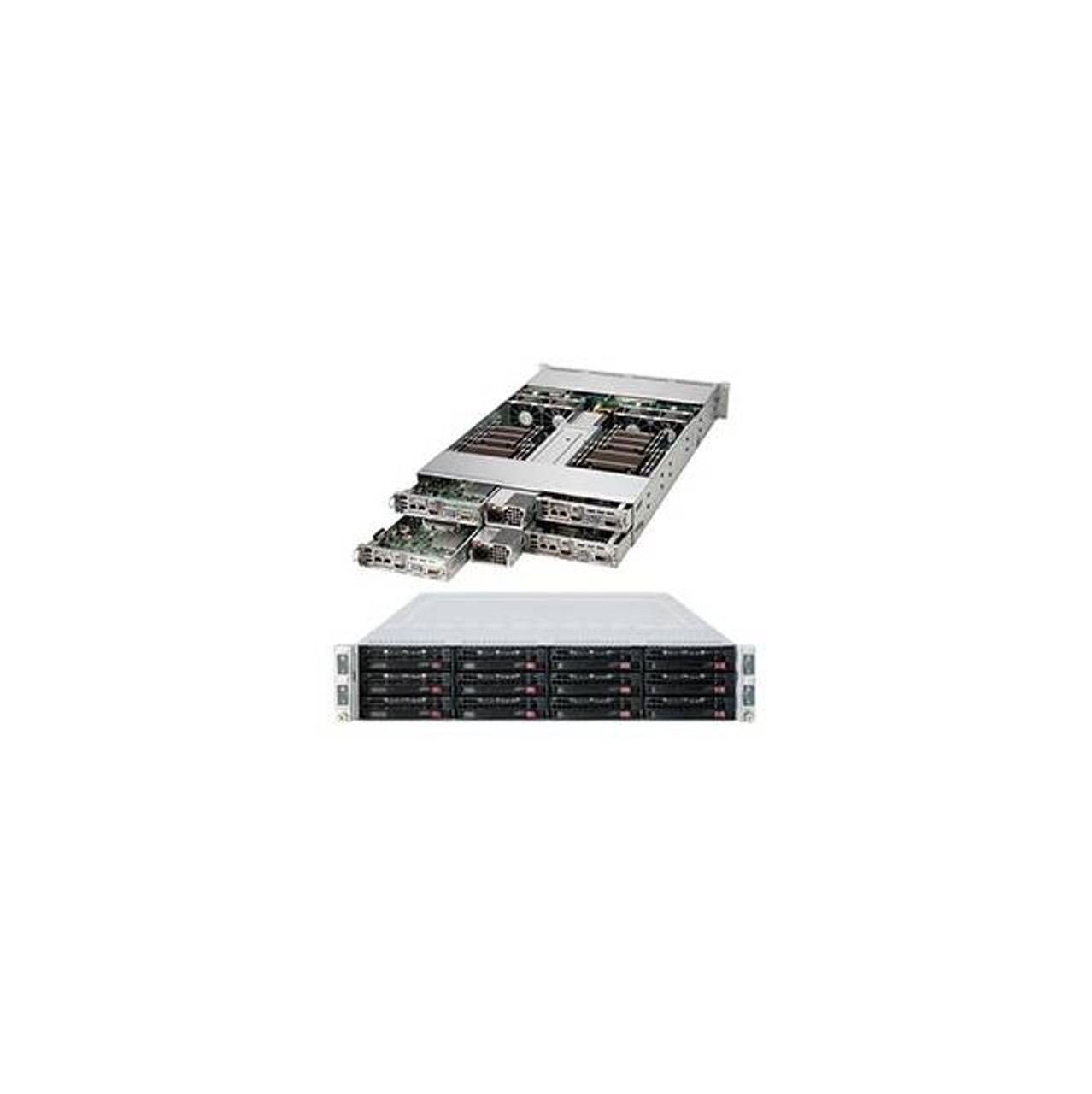 Supermicro SuperServer SYS-6028TR-HTR Four Node Dual LGA2011 1620W 2U Rackmount Server Barebone System (Black)