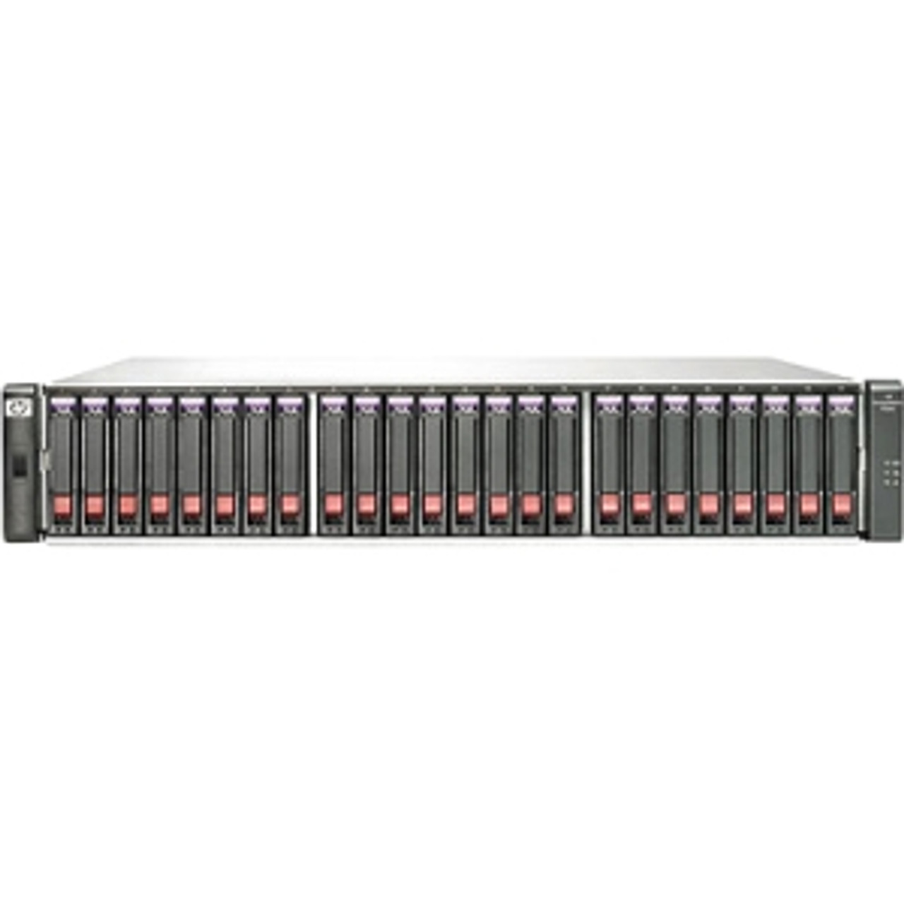 BV902A - HP StorageWorks P2000 SAN Hard Drive Array 24 x HDD Installed 7.20 TB Installed HDD Capacity RAID Supported 24 x Total Bays Fast Ethernet Network (RJ-45) Mini USB Fibre Channel 2U Rack-mountable