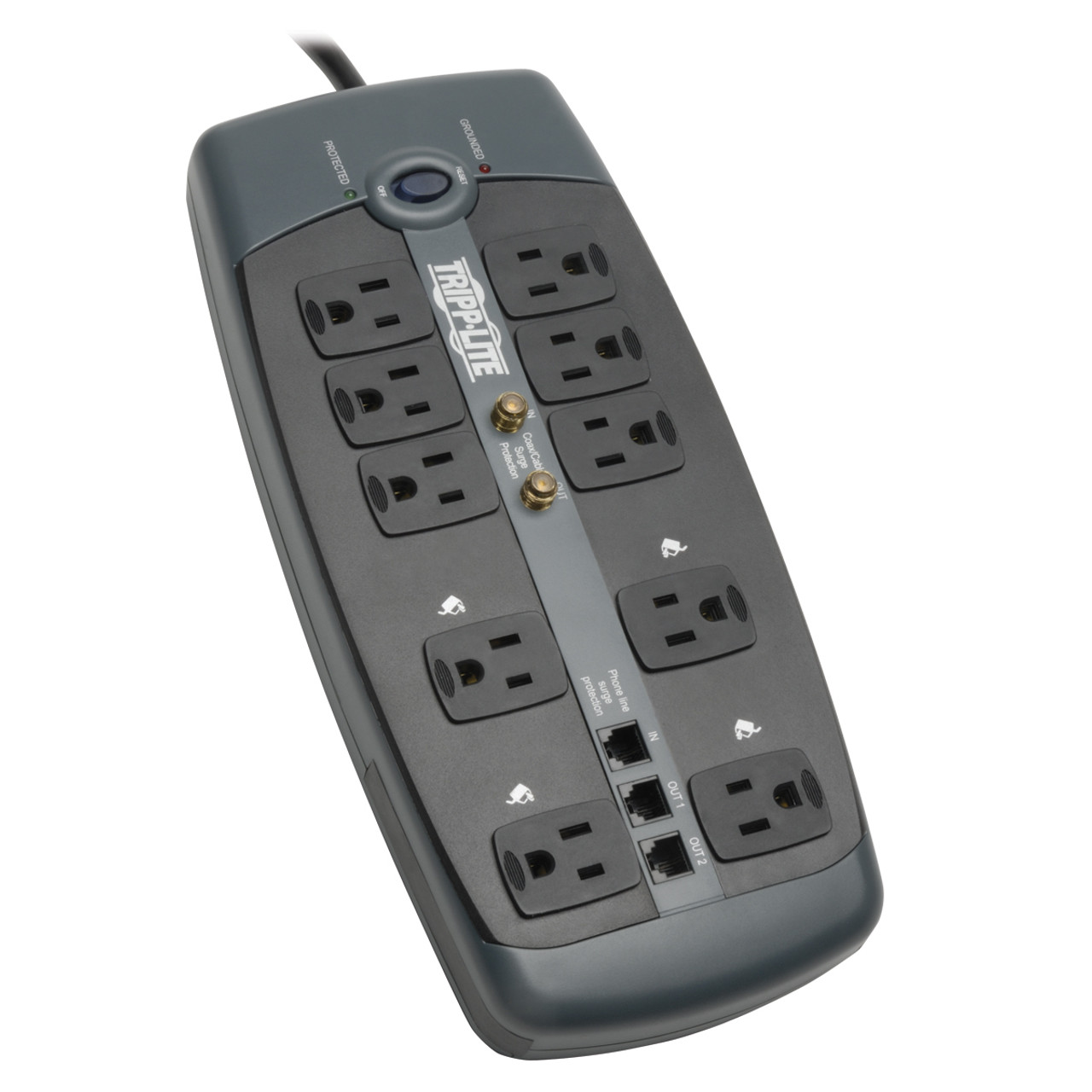 Tripp Lite TLP1008TELTV 10AC outlet(s) 120V 2.4m Black surge protector