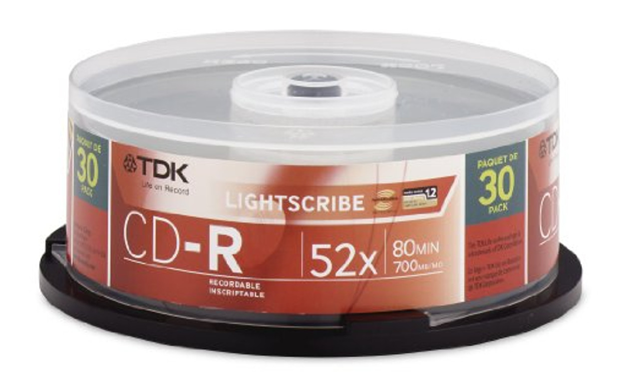 CD-R80CB30TG - TDK 52x CD-R Media - 700MB - 30 Pack