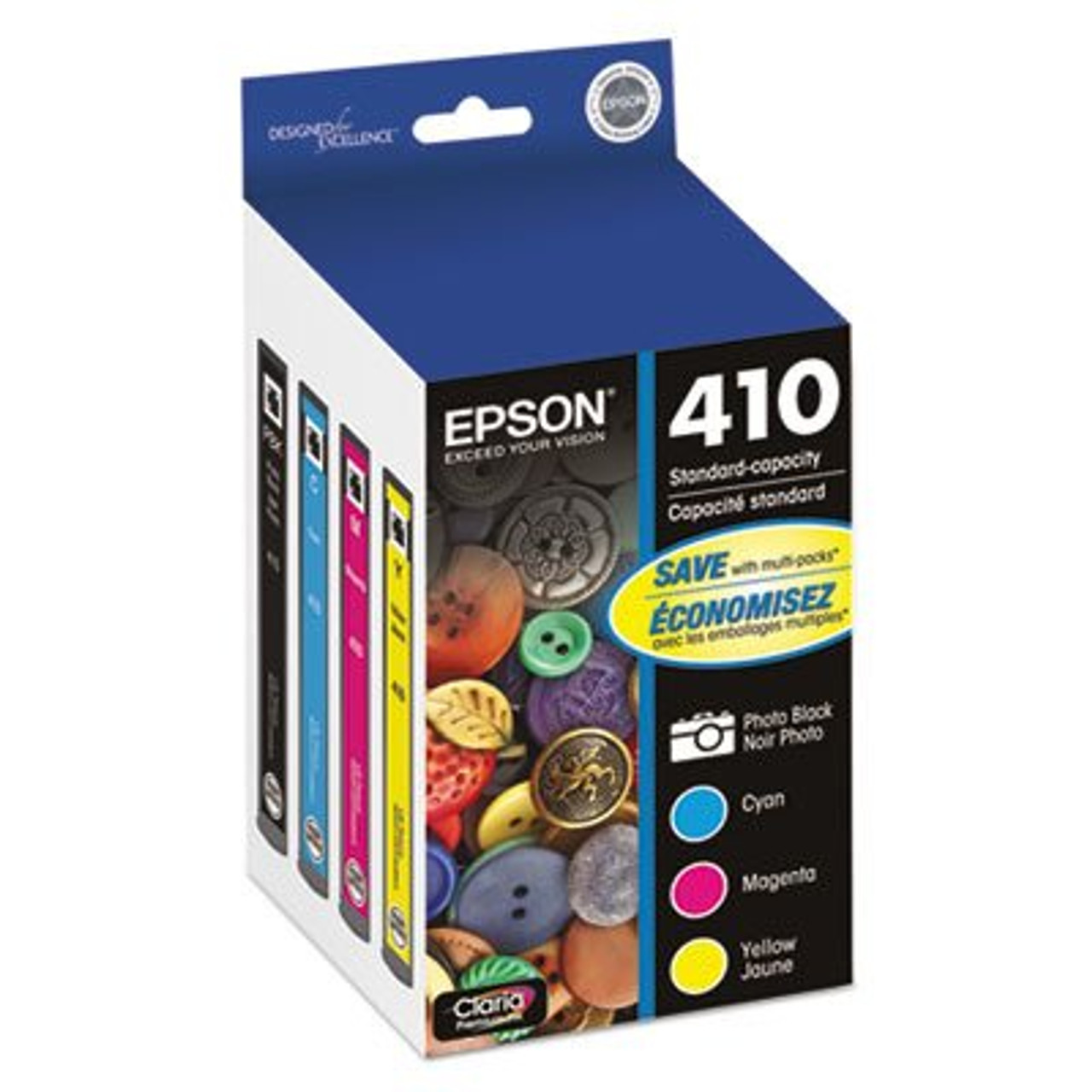 Epson 410 Color Ink Cartridges, C/M/Y/Photo Black 4-Pack