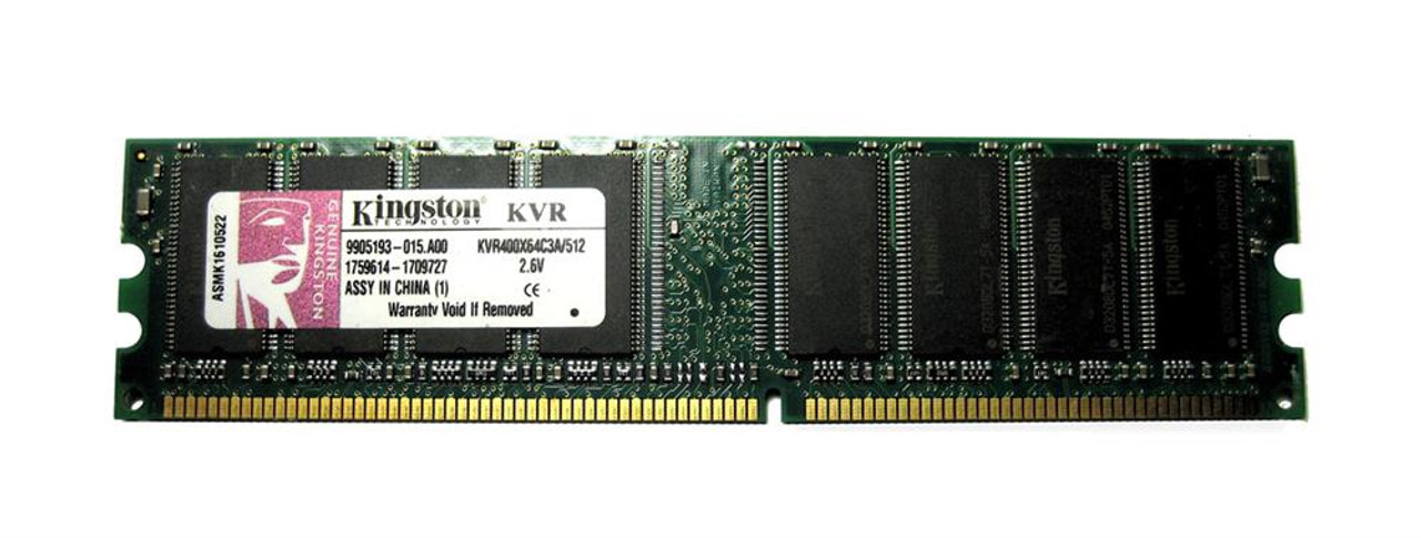 KVR400X64C3A/5 - Kingston 512MB PC3200 DDR-400MHz non-ECC Unbuffered CL3 184-Pin DIMM Memory Module