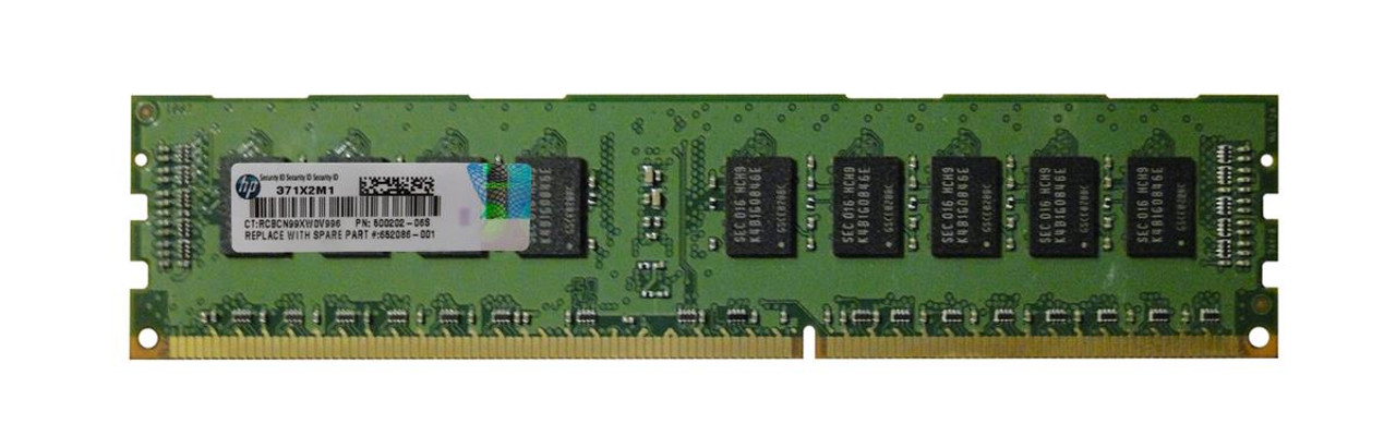 652086-001 - HP 2GB PC3-10600 DDR3-1333MHz ECC Registered CL9 240-Pin DIMM Dual Rank Memory Module