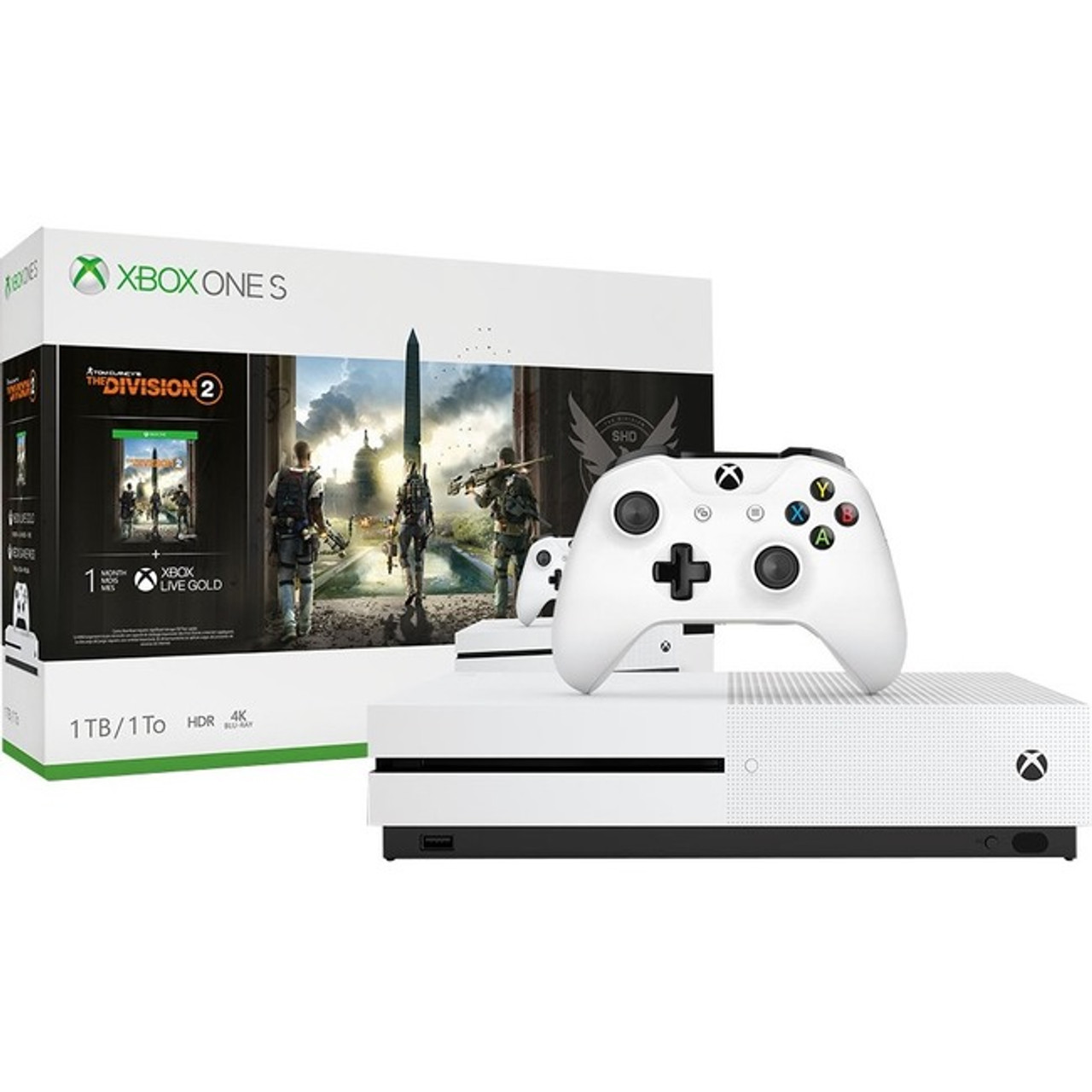 Xbox one s with 2 hot sale controllers bundle