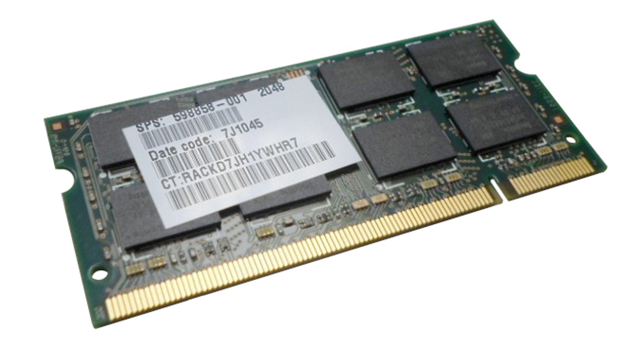 598859-001 - HP 1GB PC3-10600 DDR3-1333MHz non-ECC Unbuffered CL9 204-Pin SoDimm Memory Module