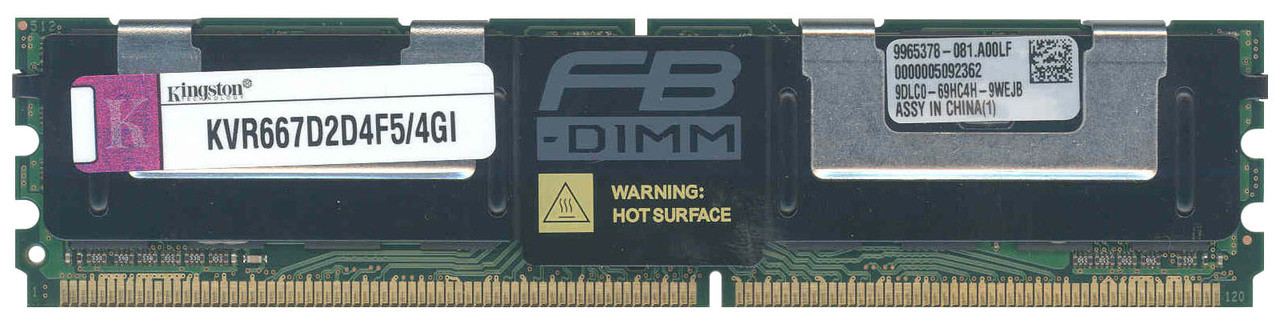 KVR667D2D4F5/4GI - Kingston 4GB (1x4GB) 667Mhz PC2-5300 Cl5 ECC Fully Buffered DDR2 SDRAM Dimm Memory Kit for Intel Sr1500al/ Sr1500alSAS Se