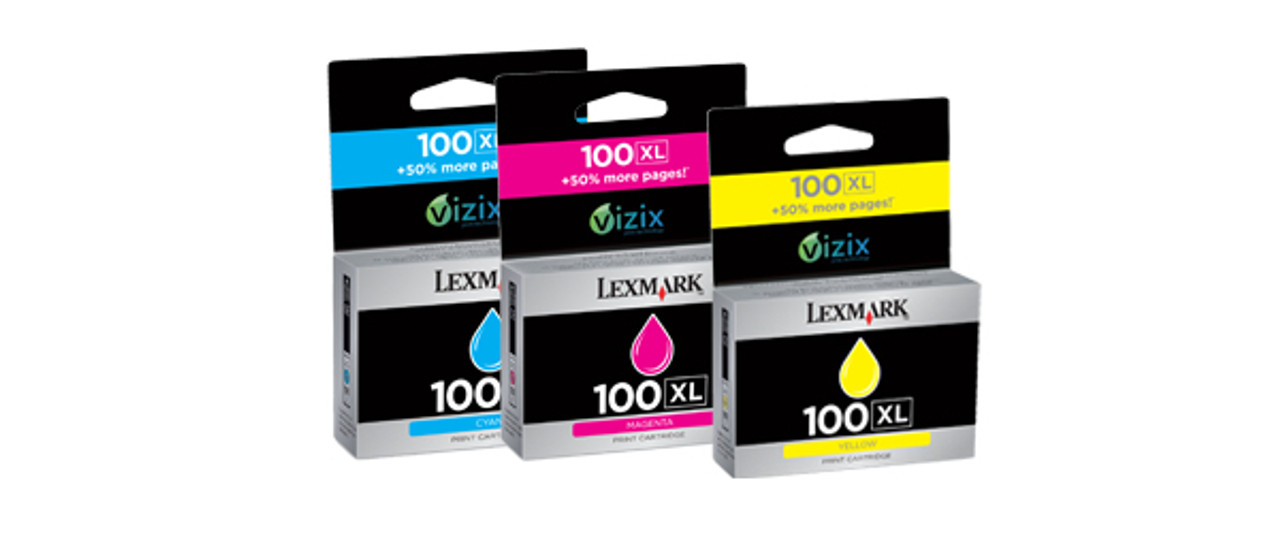 Lexmark 3x 100XL CMY Cyan, Magenta, Yellow ink cartridge